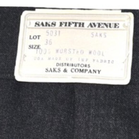 Saks Fifth Avenue Vintage Deadstock 100% Woorsted Wool Pants 36 Gray Unhemmed - Picture 10 of 12